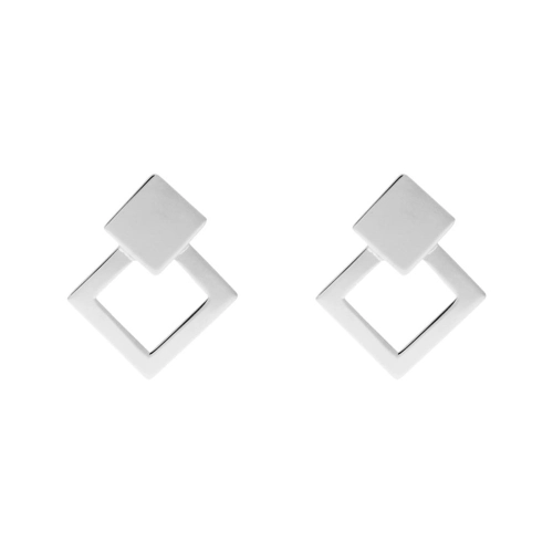 Kolczyki srebrne geometryczne kwadraty
