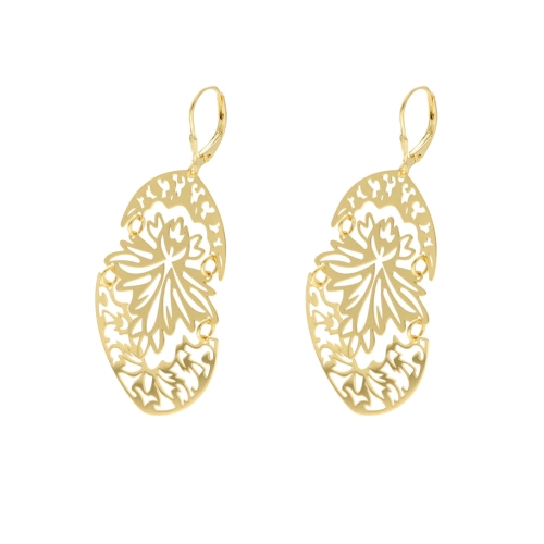 Efektowne kolczyki srebrne ażurowe boho pozłacane