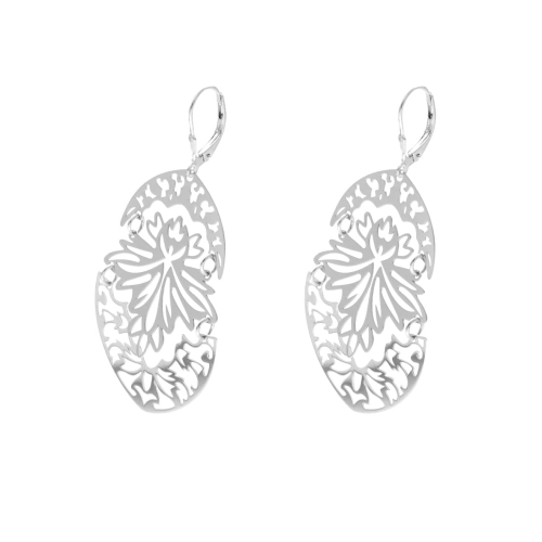 Efektowne kolczyki srebrne ażurowe boho