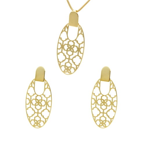 Komplet srebrny ażurowy pozłacany