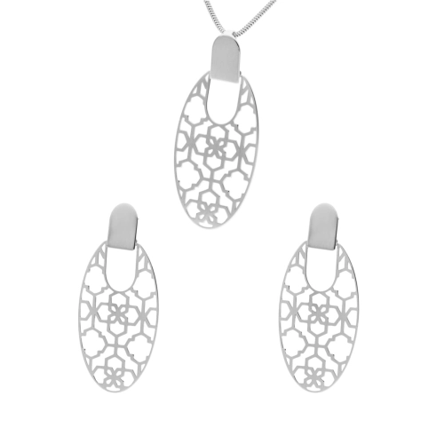 Komplet srebrny ażurowy