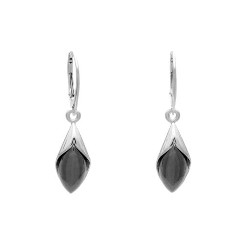 Kolczyki romby z hematytem srebro