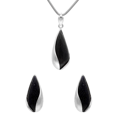 Komplet łezki z Nocą Kairu srebro