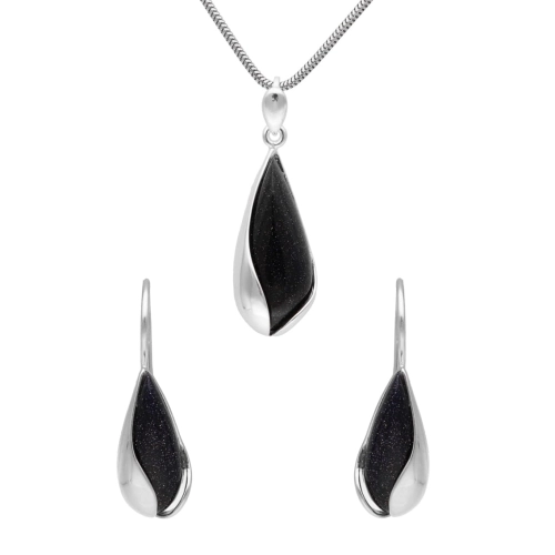 Komplet łezki z Nocą Kairu srebro