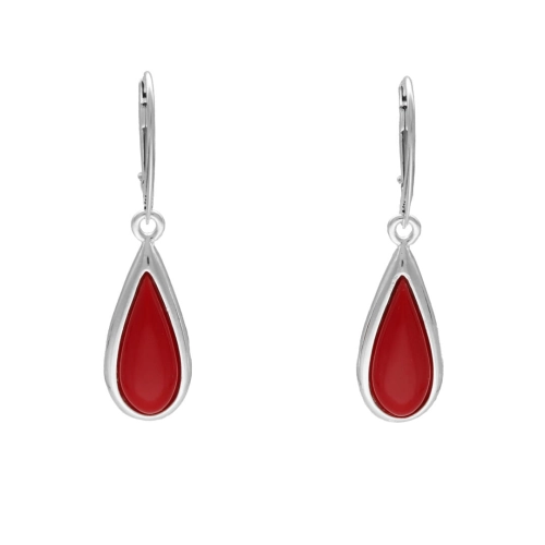 Kolczyki łezki z koralem srebro