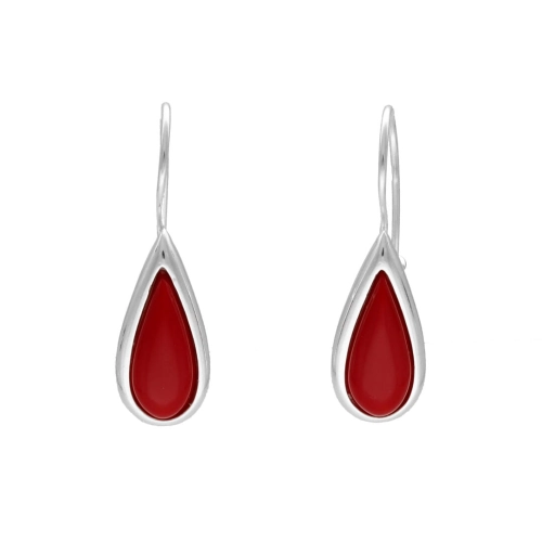 Kolczyki łezki z koralem srebro