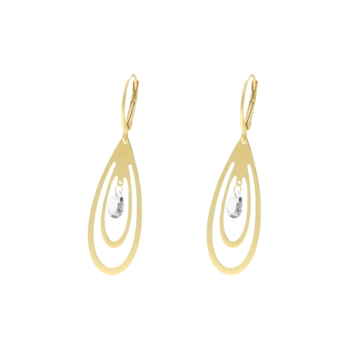 Kolczyki srebrne z białą cyrkonią łezki pozłacane