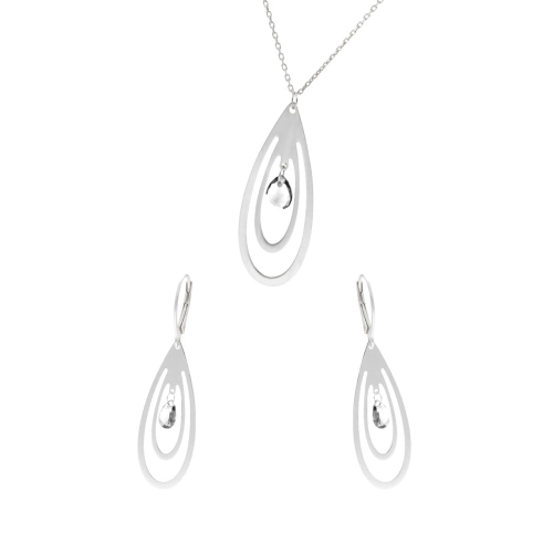 Komplet srebrny łezki z cyrkonią