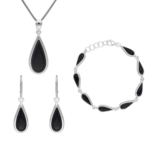 Komplet łezki z Nocą Kairu srebro