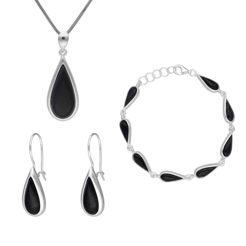 Komplet łezki z Nocą Kairu srebro