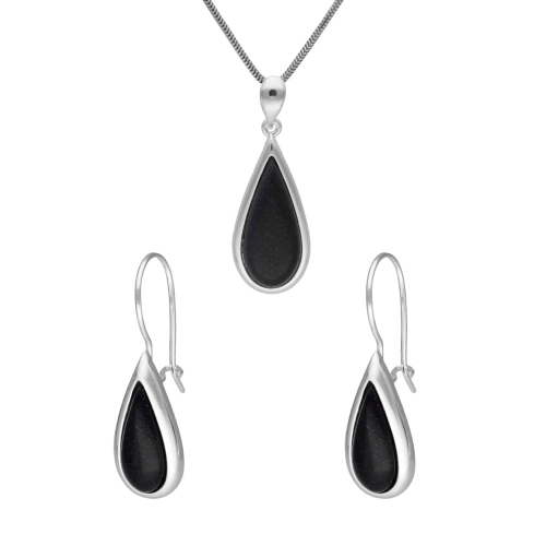 Komplet łezki z Nocą Kairu srebro