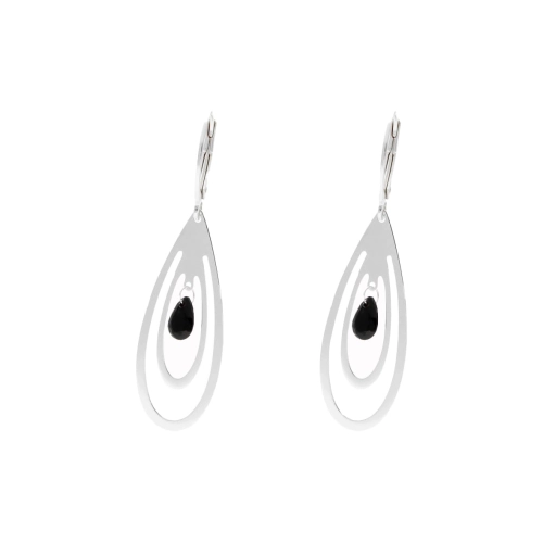 Kolczyki srebrne z czarną cyrkonią łezki