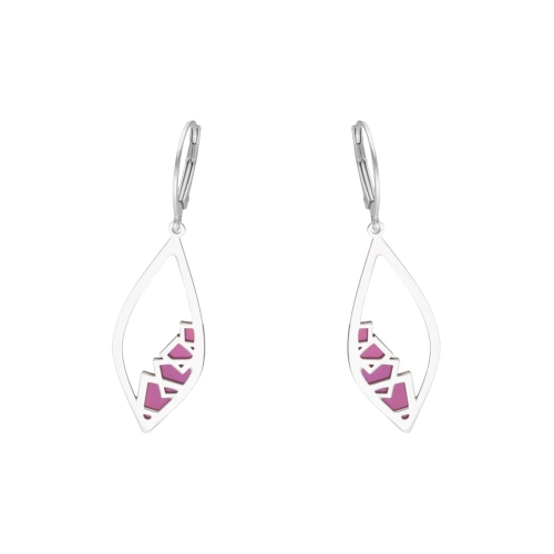 Kolczyki srebrne z fioletowym tytanem łezki
