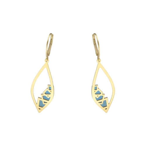 Kolczyki srebrne z turkusowym tytanem pozłacane