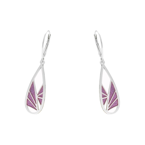 Kolczyki srebrne z fioletowym tytanem łezki