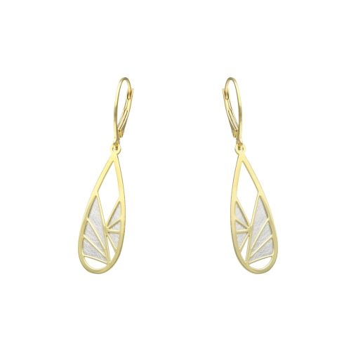 Kolczyki srebrne z tytanem łezki pozłacane