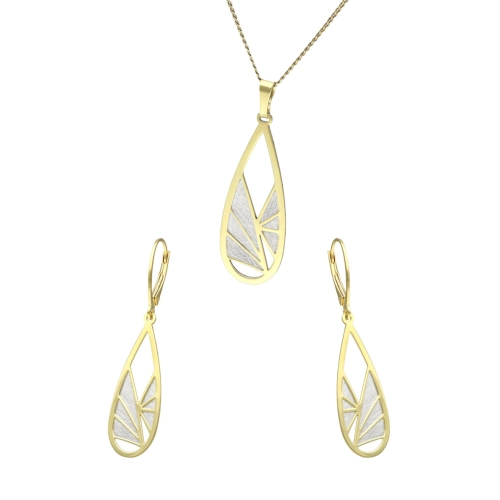 Komplet srebrny z tytanem łezki pozłacany