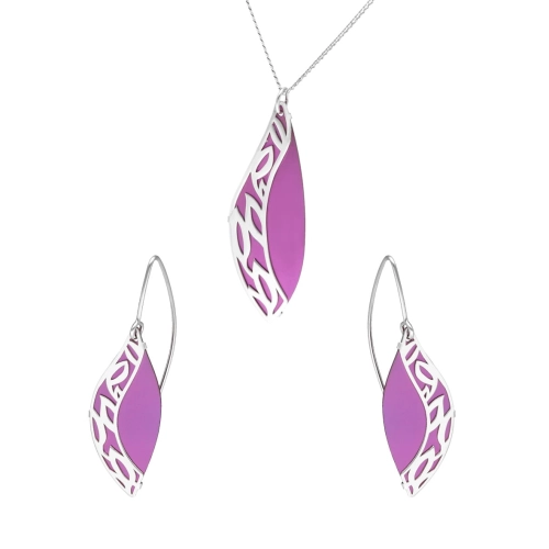 Komplet z fioletowym tytanem srebro