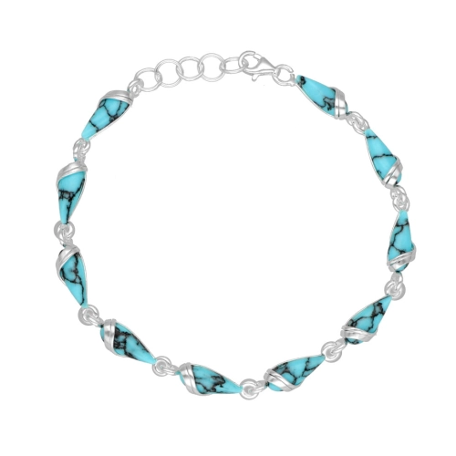 Bransoletka łezka z turkusem srebro