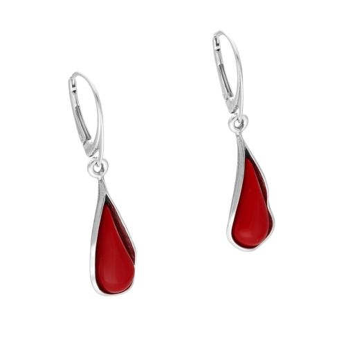 Kolczyki łezki z koralem srebro