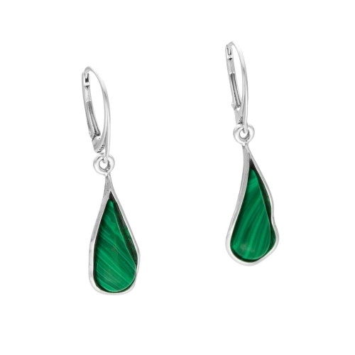 Kolczyki łezki z malachitem srebro