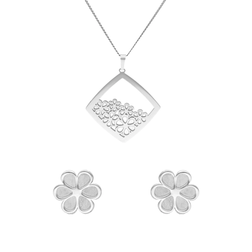 Komplet z tytanem kwiaty srebro