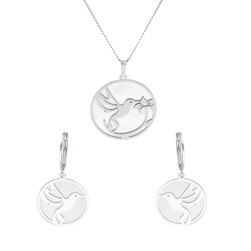 Komplet kolibry tytan srebro