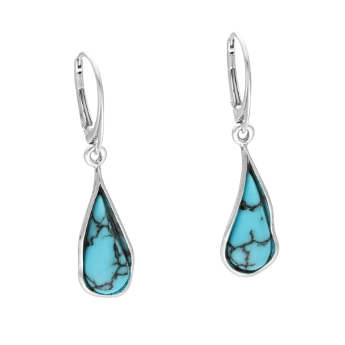 Kolczyki łezki z turkusem srebro