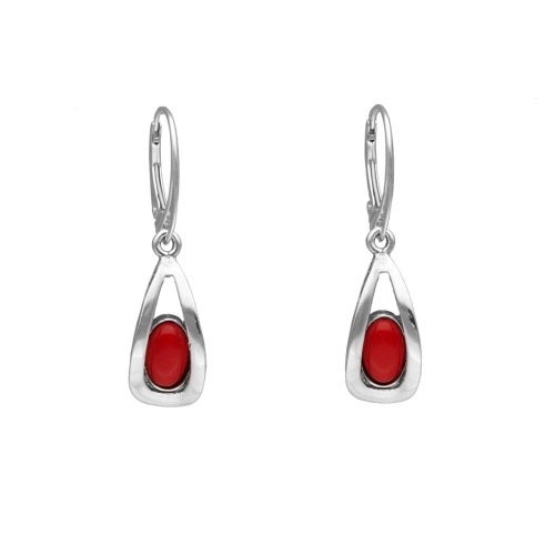 Kolczyki z koralem srebro oksydowane