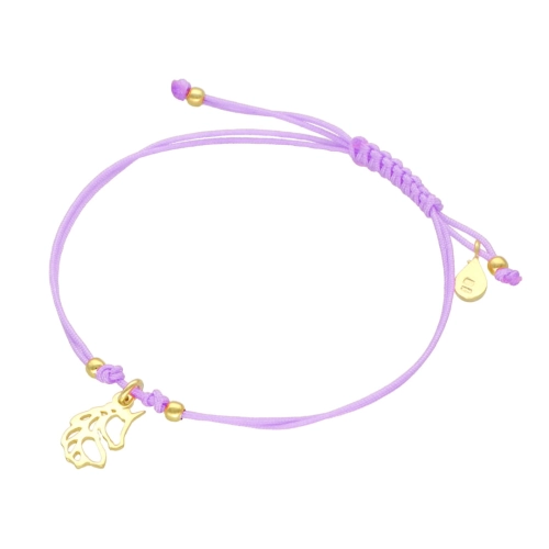 Bransoletka sznurkowa jednorożec fioletowa srebro pozłacane