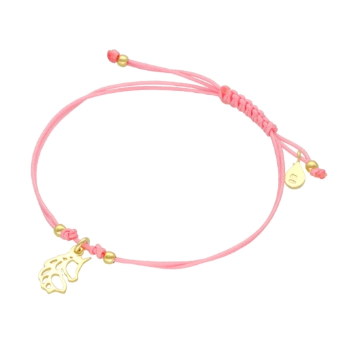 Bransoletka sznurkowa jednorożec różowa pozłacana