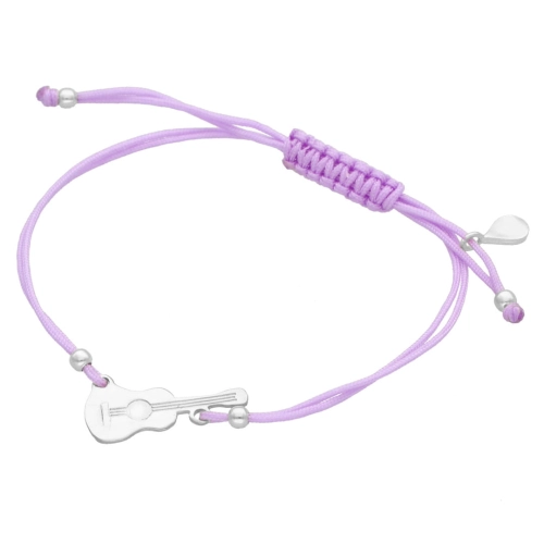 Bransoletka sznurkowa gitara fioletowa srebro