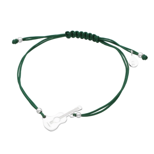 Bransoletka sznurkowa gitara zielona srebro