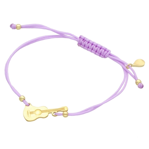 Bransoletka sznurkowa gitara fioletowa srebro pozłacane