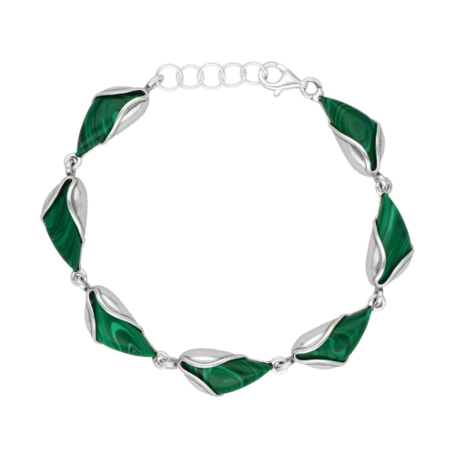 Bransoletka z malachitem srebro oksydowane