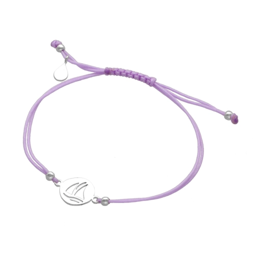 Bransoletka sznurkowa żaglówka fioletowa srebro