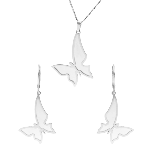 Komplet srebrne motyle tytan