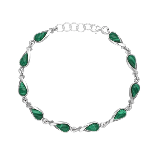 Bransoletka z malachitem srebro oksydowane