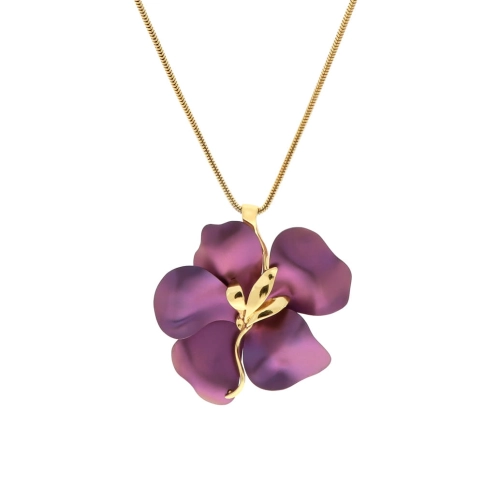 Wisior fioletowy kwiat tytan srebro pozłacane