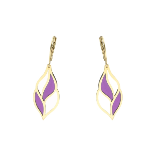 Kolczyki fioletowy tytan srebro pozłacane