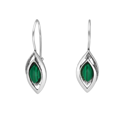 Kolczyki z malachitem srebro oksydowane