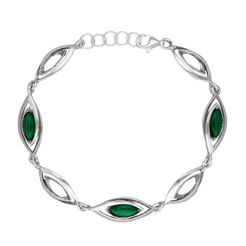 Bransoletka z malachitem srebro oksydowane