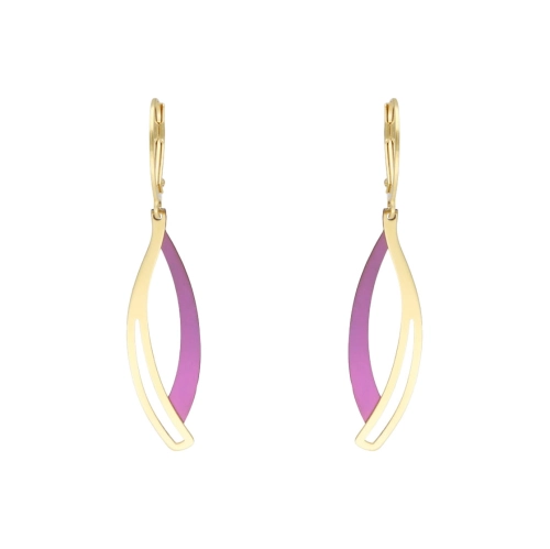 Kolczyki łezki fioletowe tytan srebro pozłacane