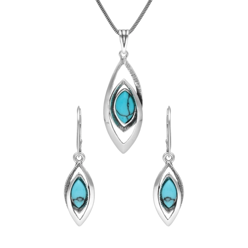 Komplet z turkusem srebro oksydowane