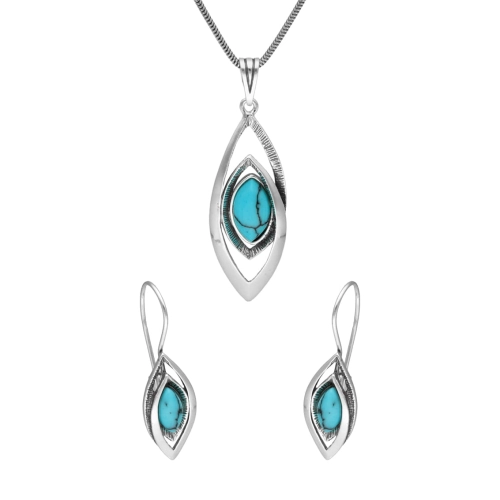Komplet z turkusem srebro oksydowane