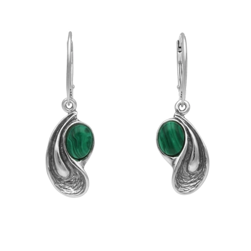 Kolczyki z malachitem srebro oksydowane