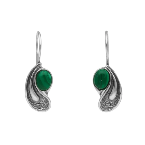 Kolczyki z malachitem srebro oksydowane