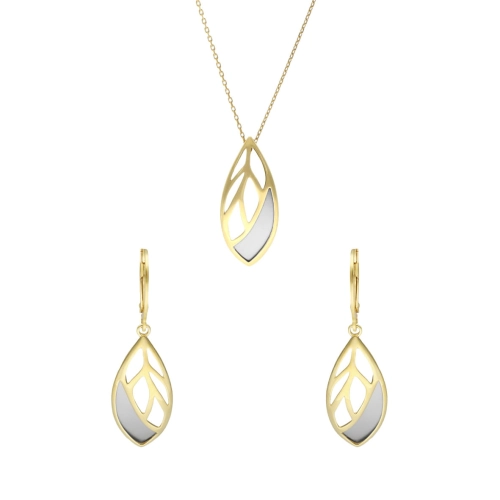 Komplet srebrne łezki tytan srebro pozłacane