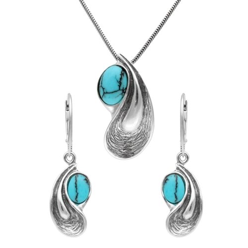 Komplet z turkusem srebro oksydowane