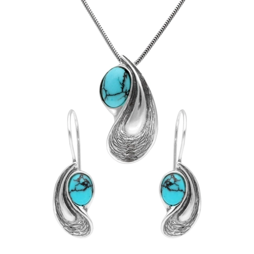 Komplet z turkusem srebro oksydowane